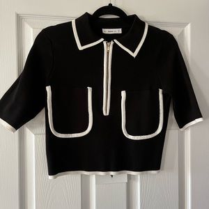 ZARA Knit Zip T Shirt Collar